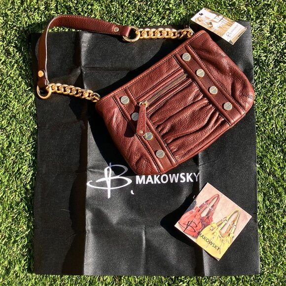 NWT! B. Makowsky Galway Brandy-colored Genuine Leather Purse - Picture 2 of 5